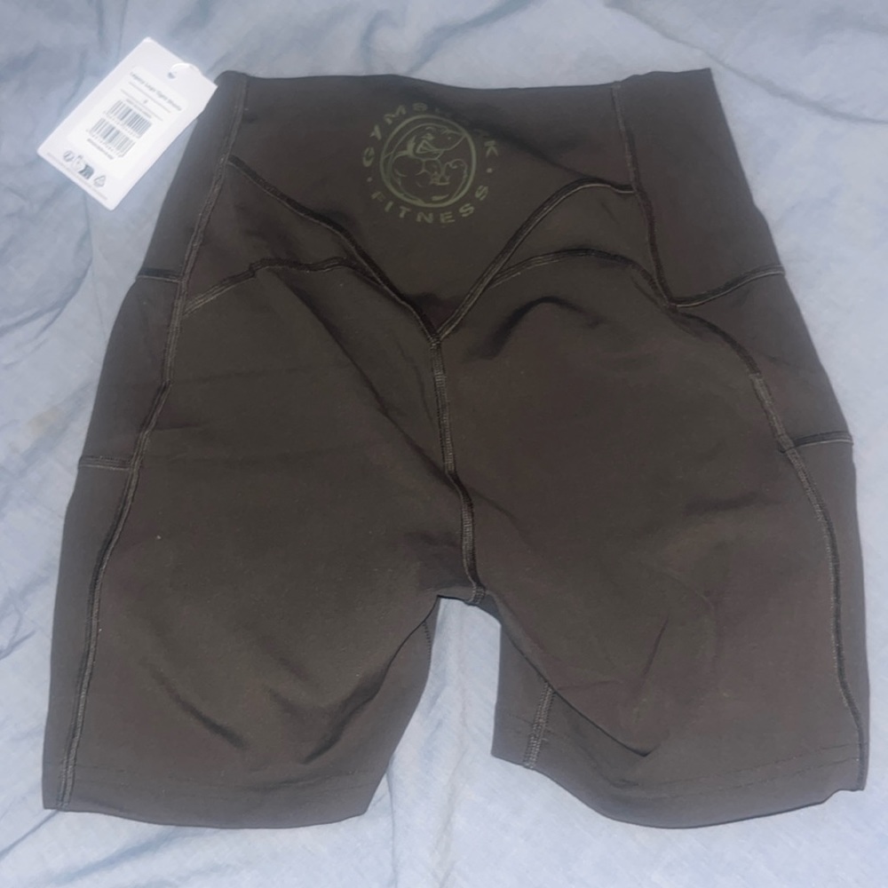 olive green gymshark shorts, size small, new with tags